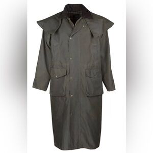 Oxford Blue UK Deluxe Wax Outback Cape Trench Coat Dark Olive Size XXL
